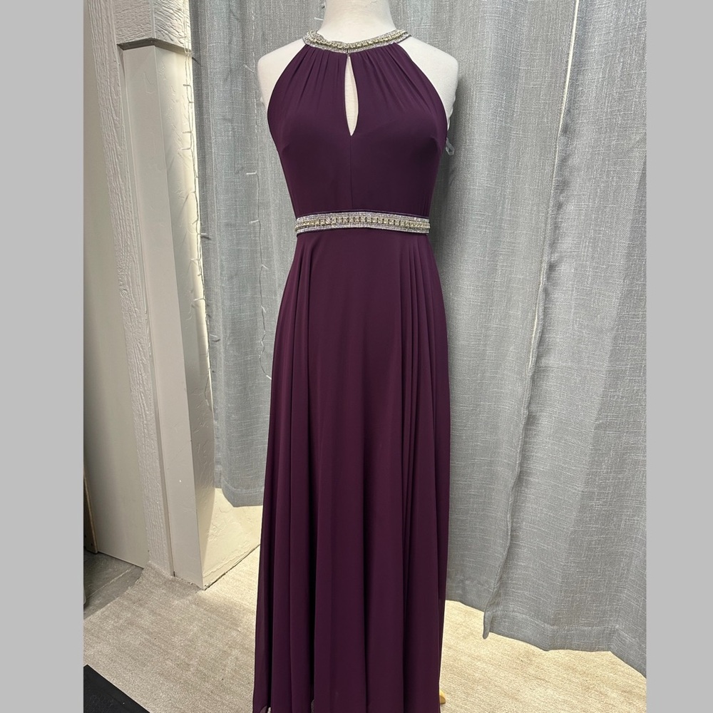 Elegant Purple Halter Evening Gown